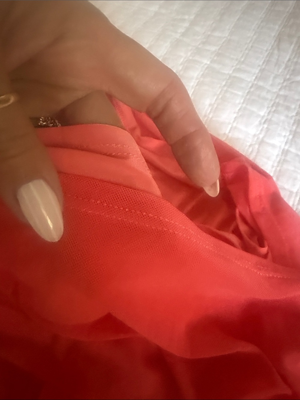 Elegant Wrap Around One-Shoulder Coral Dress - Picture 7 of 7